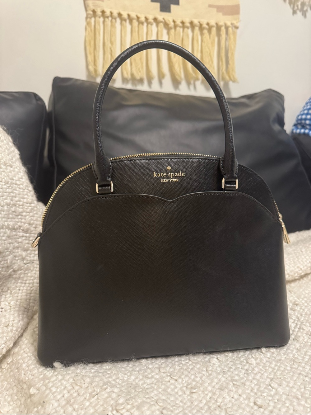 Kate Spade Black SAFFIANO Leather Dome Bag